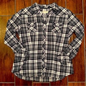 Stetson Black and White Vintage Flannel size XL. 100% Cotton.